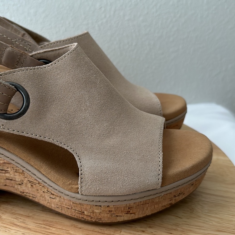 Clarks Collection Suede Cork Wedges - Giselle Sea - Picture 7 of 13